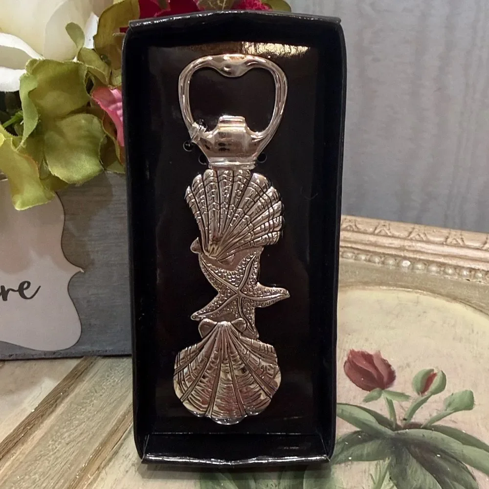 Ganz Seashell Bottle Opener Silver Tone Coastal Beach Cottage NEW